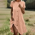 thumbnail image 1 of Karight Womens Eyelet Textured Button Down Shift Dress, Short Sleeve Crew Neck Loose Fit Midi Dress, 1 of 5