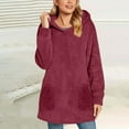 thumbnail image 1 of Karight Womens Fall Fashion Fuzzy Fleece Sweatshirt Long Sleeve Loose Sweatshirts Solid Color Winter Warm Pullover Pocket, 1 of 6