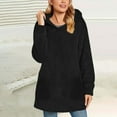thumbnail image 1 of Karight Womens Fall Fashion Fuzzy Fleece Sweatshirt Long Sleeve Loose Sweatshirts Solid Color Winter Warm Pullover Pocket, 1 of 6