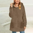 thumbnail image 1 of Karight Womens Fall Fashion Fuzzy Fleece Sweatshirt Long Sleeve Loose Sweatshirts Solid Color Winter Warm Pullover Pocket, 1 of 6