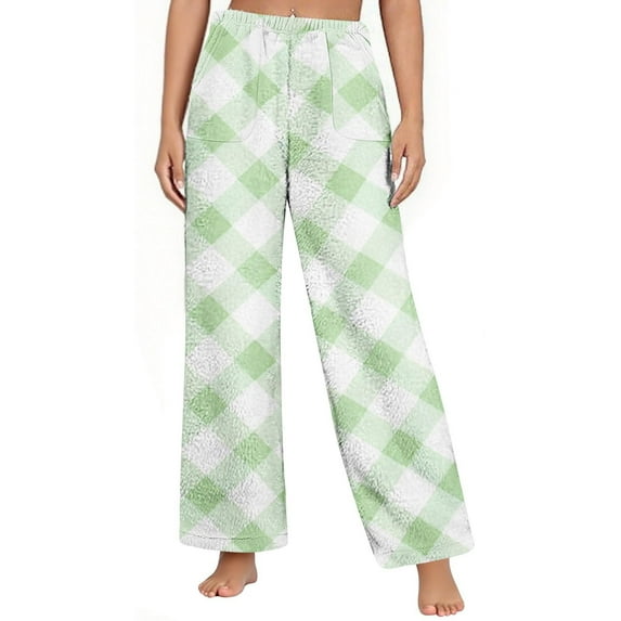Karight Womens Fleece Pajama Pants Soft Warm Fuzzy Wide Leg Pajama Bottoms Stretch Comfy Sleepwear with Pockets
