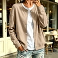 thumbnail image 1 of Karight Womens Fleece Snap Front Cardigan, Soft Lightweight Sweatshirt for Women, Baseball Jacket with Pockets, 1 of 8