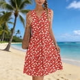thumbnail image 1 of Karight Womens Floral Print Sleeveless Dress V Neck Button Front Tiered Ruffle Casual Summer Sundress, 1 of 7