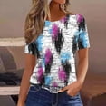 thumbnail image 1 of Karight Womens Floral Print T-Shirt Short Sleeve Crew Neck Color Block Casual Tee Loose Fit Summer Tops, 1 of 4