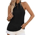 thumbnail image 1 of Karight Womens Halter Neck Sleeveless Blouse Keyhole Front Casual Summer Work Top, 1 of 8