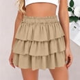 thumbnail image 1 of Karight Womens High Waist Tiered Ruffle Mini Skirt Boho Elastic Waist Flowy Layered Skirt, 1 of 7