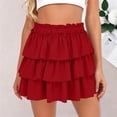 thumbnail image 1 of Karight Womens High Waist Tiered Ruffle Mini Skirt Boho Elastic Waist Flowy Layered Skirt, 1 of 7