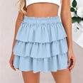 thumbnail image 1 of Karight Womens High Waist Tiered Ruffle Mini Skirt Boho Elastic Waist Flowy Layered Skirt, 1 of 7