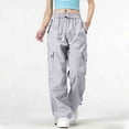 thumbnail image 1 of Karight Womens High Waisted Cargo Pants Wide Leg Drawstring Casual Loose Fit Green Cargo Trousers with Pockets and Straps, 1 of 6