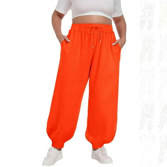 Karight Womens High Waisted Joggers Sweatpants,Fleece Cotton Elastic Drawstring Plus Size Yoga Athletic Sweat Pant Women