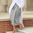 thumbnail image 1 of Karight Womens High Waisted Wide Leg Pants Elastic Waistband Loose Fit Midi Length Trousers with Side Pockets, 1 of 8