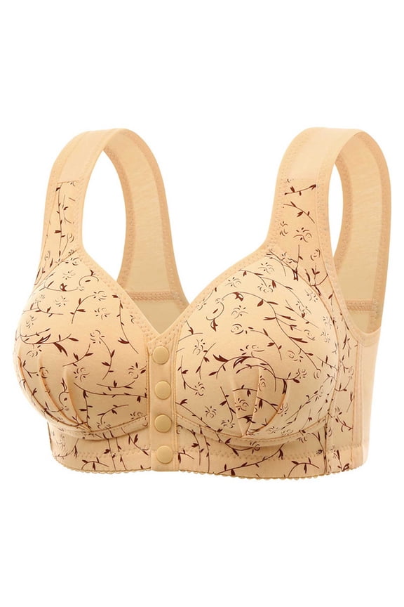 Womens Lace Floral Print Full Coverage Bra Wide Comfort Straps Rhinestone Tassel Decor Seamless Full Figure Bra