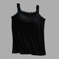 thumbnail image 1 of Karight Womens Lace Trim Cami Top Sleeveless Ruffled Strap Soft Lightweight Solid Black Casual Layering Tank Top, 1 of 2