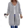 thumbnail image 1 of Karight Womens Long Zip Up Oversized Drawstring Hooded Hoodie Jacket with Pockets Fall Winter Fleece Coats Sweatshirt for Women, 1 of 7