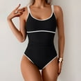 thumbnail image 1 of Karight Womens Modest Color Block One Piece Full Coverage Tummy Control Bathing Suit Slimming Long Torso Sporty Swimsuits, 1 of 8