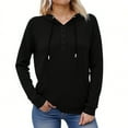 thumbnail image 1 of Karight Womens Oversized Hoodies Lightweight Button Collar Drawstring Cute Sweatshirts Fall Casual Comfy Pullover Hoodied, 1 of 5