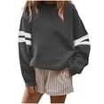 thumbnail image 1 of Karight Womens Oversized Striped Sweatshirt Crewneck Striped Shirts Casual Crewneck Cute No Hood Long Sleeve Pullover Fall Tops, 1 of 5