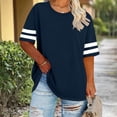 thumbnail image 1 of Karight Womens Oversized T-Shirt Short Sleeve Crew Neck Striped Sleeve Casual Tee Loose Fit Summer Tops, 1 of 6