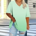 thumbnail image 1 of Karight Womens Oversized V Neck T-Shirt Loose Fit Irregular Hem Short Sleeve Tunic Top, 1 of 6