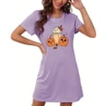 thumbnail image 1 of Karight Womens Pajamas Halloween Ghost Printed Short Sleeve Crewneck Nightdress Casual Loose Comfort Fashion Sleepwear, 1 of 4