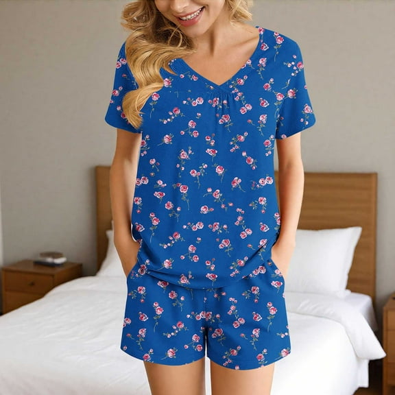 Karight Womens Pajamas Set 2 Piece Ruffle Pj Soft Tank Top and Shorts Sleepwear Set Bridal Pajama for Women Set