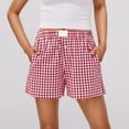 thumbnail image 1 of Karight Womens Plaid Shorts Casual Elastic Waist Checkered Shorts Women Trendy with Pockets, 1 of 7