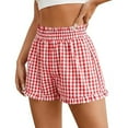thumbnail image 1 of Karight Womens Plaid Shorts Casual Elastic Waist Checkered Shorts Women Trendy with Pockets, 1 of 6