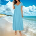 thumbnail image 1 of Karight Womens Plus Size Maxi Dresses Summer T Shirt Dress Casual V Neck Short Sleeve Long Dress, 1 of 6