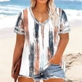 thumbnail image 1 of Karight Womens Plus Size V Neck Short Sleeve Casual Loose Fit Summer Print Oversize T Shirt Lightweight Layering Tops, 1 of 6