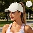thumbnail image 1 of Karight Womens Ponytail Baseball Cap Adjustable High Messy Bun Ponycap Quick Drying Trucker Hats, 1 of 9