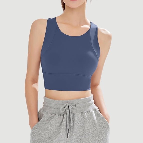 Karight Womens Racerback Sports Bra Crop Tank Top High Neck Supportive Workout Tops for Yoga Gym Fitness