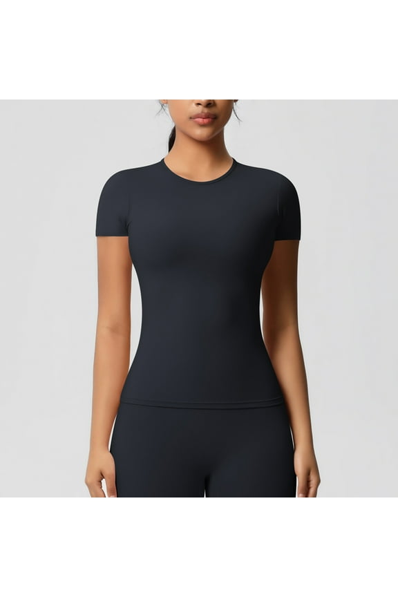 Womens Seamless Soft Smoothing T-Shirts Short Sleeve Slim Fit Basic Tees Crew Neck Casual Shirts