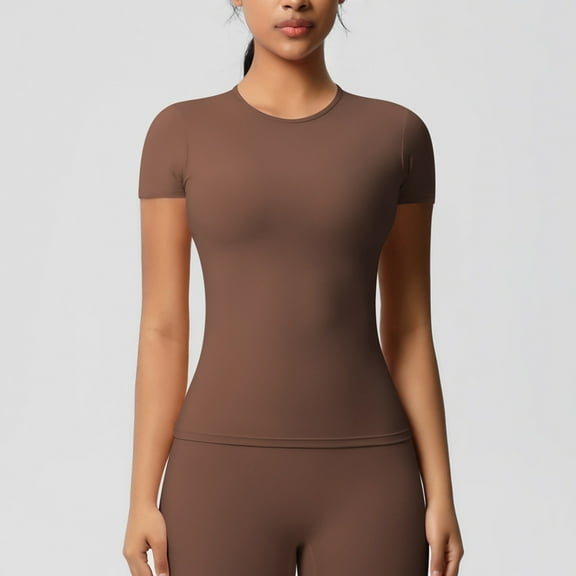 Karight Womens Seamless Soft Smoothing T-Shirts Short Sleeve Slim Fit Basic Tees Crew Neck Casual Shirts