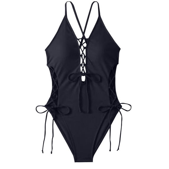 Karight Womens Sexy One Piece Lace Up Straps Swimsuit Bathing Suit Swimwear