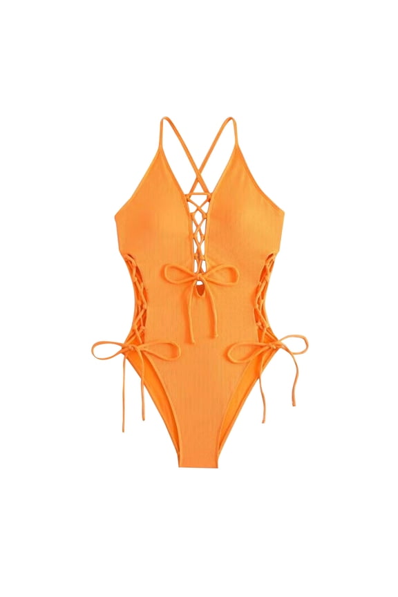 Womens Sexy One Piece Lace Up Straps Swimsuit Bathing Suit Swimwear