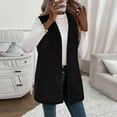 thumbnail image 1 of Karight Womens Sleeveless Sherpa Cardigan Open Front Fuzzy Fleece Hooded Vests Trendy Casual Cozy Gilet Jacket Outerwear, 1 of 8