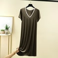 thumbnail image 1 of Karight Womens Soft Cotton T Shirt Dress Summer Short Sleeve Casual V Neck Sleepshirts Loose Long Nightdress House Dress, 1 of 7