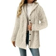 thumbnail image 1 of Karight Womens Soft Ribbed Fleece Sherpa Jackets Casual Hooded Button Down Plush Outerwear Fall Winter Warm Fuzzy Coats, 1 of 8