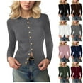 thumbnail image 1 of Karight Womens Spring Cardigan Sweaters Lightweight Long Sleeve Button up Ribbed Knit Tops Winter Fashion Clothes, 1 of 4