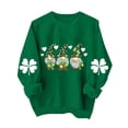 thumbnail image 1 of Karight Womens St. Patrick's Day Sweatshirt Plaid Heart Shamrock Print Long Sleeve Crew Neck Casual Pullover Top, 1 of 5