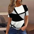 thumbnail image 1 of Karight Womens Striped Short Sleeve T Shirts Crewneck Top Fitted Tee, 1 of 3