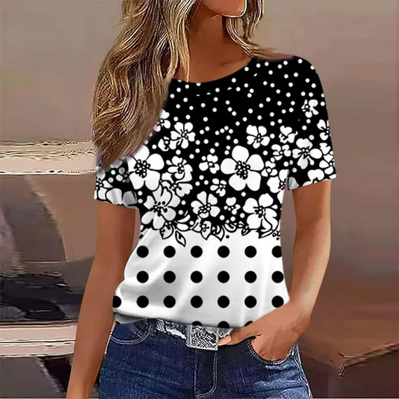 Karight Womens Striped Short Sleeve T Shirts Crewneck Top Fitted Tee