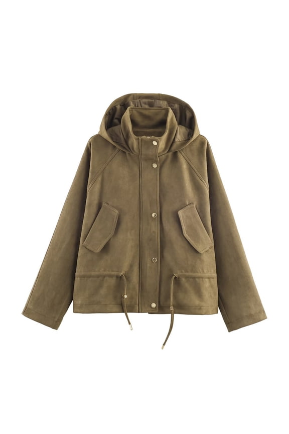 Womens Suede Zip Up Bomber Jacket Oversized Long Sleeve Pleated Pilot Coat 2025 Casual Fashion Fall Cropped Outerwear