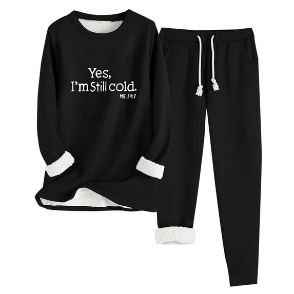 Karight Womens Sweatsuits 2 Piece Outfits Winter Warm Fleece Lined Set Pullover Tops Drawstring Pant Sets Casual Loungewear