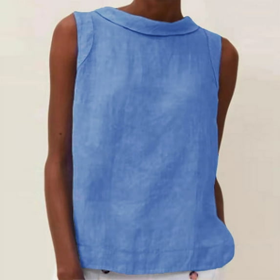 Karight Womens Tank Tops Loose Fit Casual Flowy Round Neck Trendy Sleeveless Summer Tops Clothes Outfits