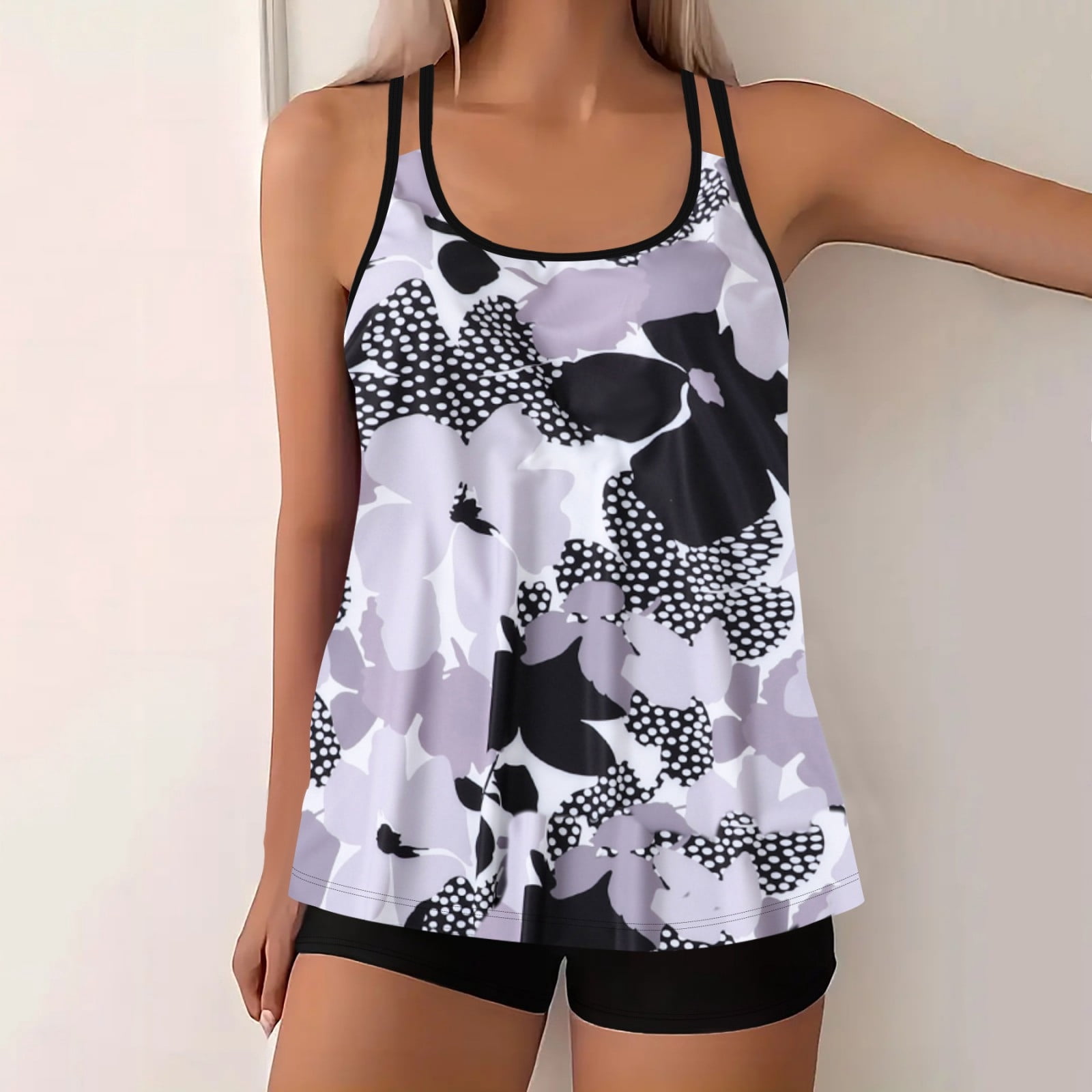 Karight Womens Tankini Swimsuit Plus Size Two Piece Bathing Suit Flowy ...
