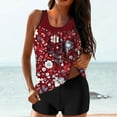 thumbnail image 1 of Karight Womens Tankini Swimsuits Two Piece Athletic Mesh Bathing Suits Blouson Tank Tops with Board Shorts, 1 of 5