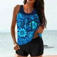 thumbnail image 1 of Karight Womens Tankini Swimsuits Two Piece Athletic Mesh Bathing Suits Blouson Tank Tops with Board Shorts, 1 of 5