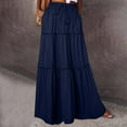 thumbnail image 1 of Karight Womens Tiered Maxi Skirt Drawstring Elastic Waist, Ruffle Hem, Flowy Long Skirt with Pockets, 1 of 7