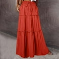 thumbnail image 1 of Karight Womens Tiered Maxi Skirt Drawstring Elastic Waist, Ruffle Hem, Flowy Long Skirt with Pockets, 1 of 7